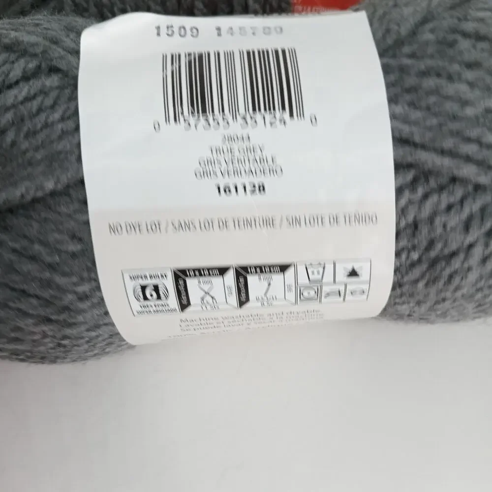 Bernat Softee Chunky Yarn Lot True Gray 2 Pack #6 Super Bulky 3.5 oz 100g 28044